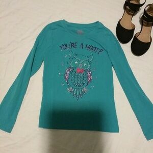 Young girls blue fancy long sleeve shirt